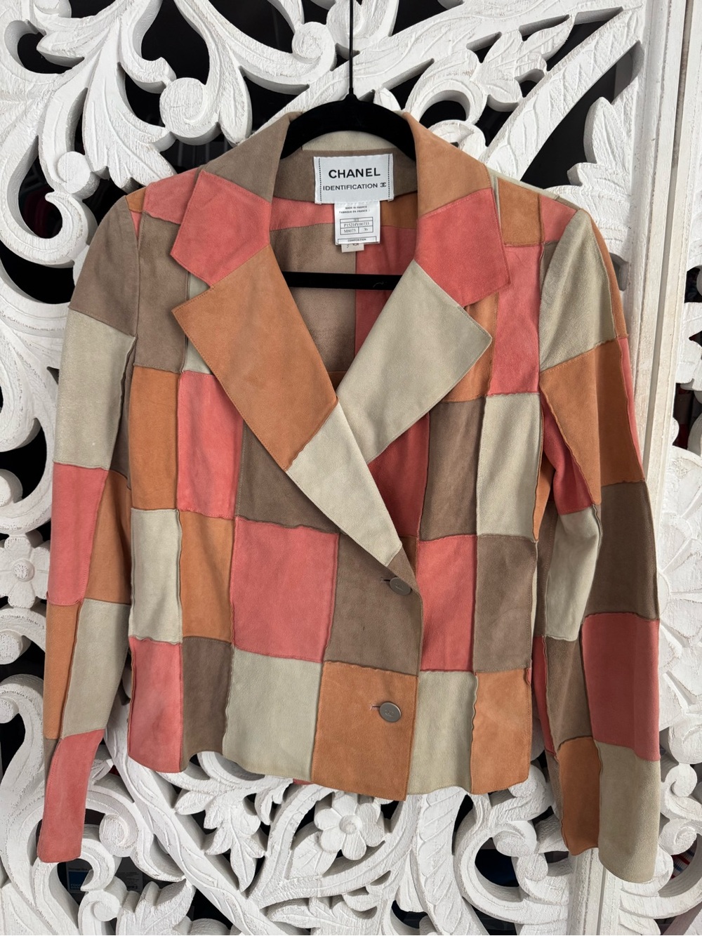 Chanel Vintage Suede Patchwork Jacket Multicolor 36